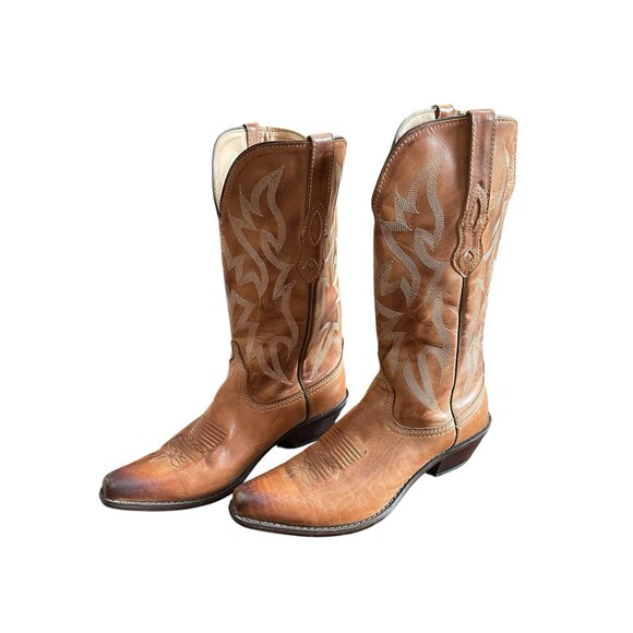 Women's Nocona Caramel Brown Western Cowgirl Posh Cowboy Boots NL1604 Size 7.5 B - Picture 2 of 9
